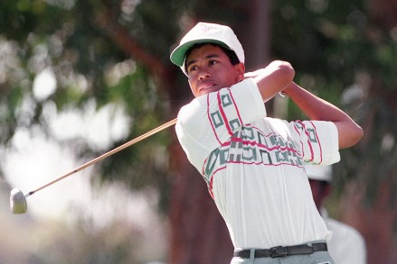 WOODS. Amateur Tiger Woods, 16, tees off at the 11th hole during the pro-am portion of the Los Angeles Open at Riviera Country Club in Los Angeles, Calif. Riviera is where Tiger Woods played his first PGA Tour event as an amateur. It would be the ideal place to set the tour record for most winsOn The Fringe Tiger Golf, LOS ANGELES, USA - 26 Feb 1992